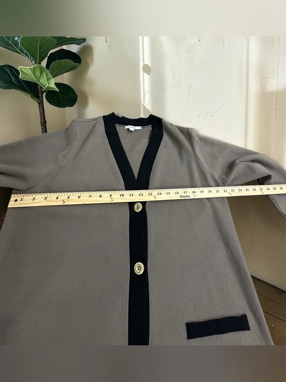 Chico’s Tank & Cardigan Set. Viscose Knit Blend. Stretchy. Dark Taupe. L-XL